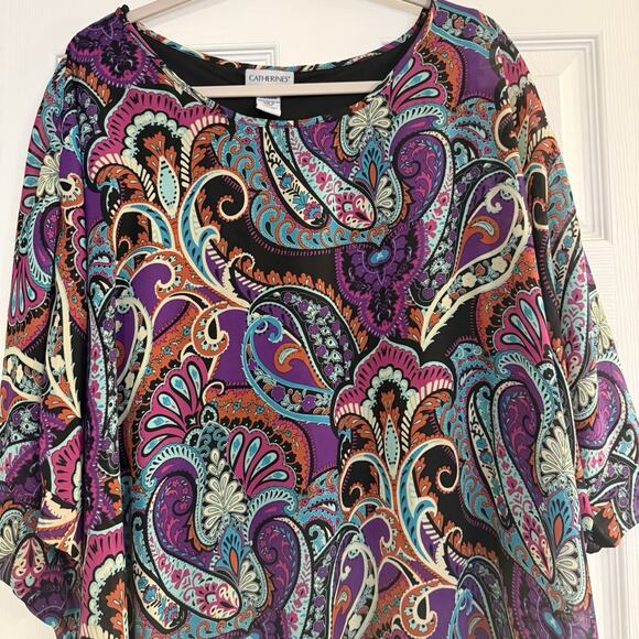 Catherine’s Women’s Tops 2X ~SET OF 3~ Bohemian Blouses Stretchy Flowy Cool EUC - Picture 14 of 16